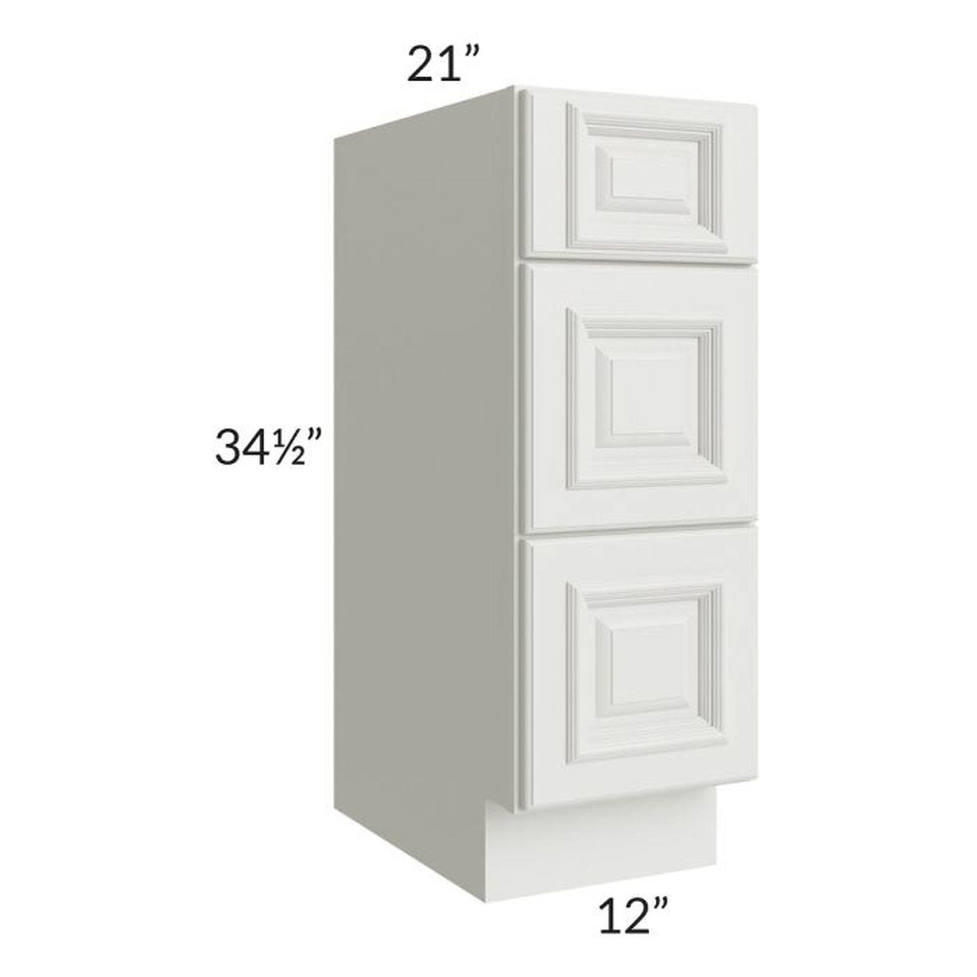 RTA Wellfleet Linen 12" 3-Drawer Vanity Base Cabinet