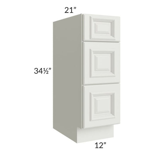 RTA Wellfleet Linen 12" 3-Drawer Vanity Base Cabinet