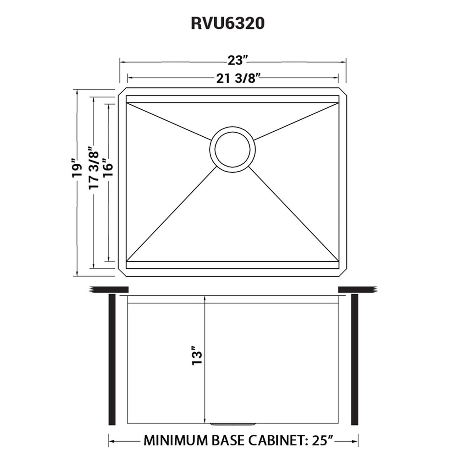 Ruvati Alto 23" x 19" Stainless Steel Undermount Laundry Utility Sink