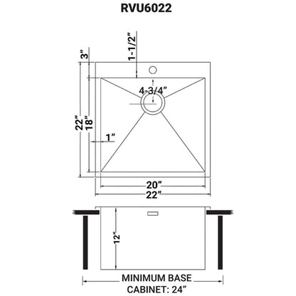 Ruvati Forma 22" x 22" Stainless Steel Topmount Deep Laundry Utility Sink