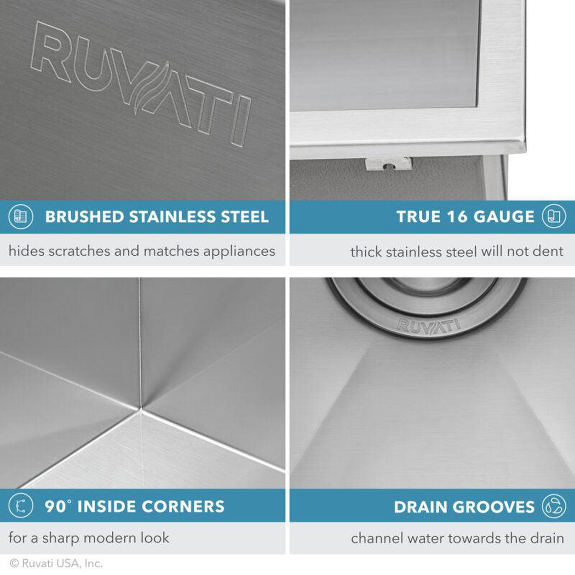 Ruvati Forma 22" x 22" Stainless Steel Topmount Deep Laundry Utility Sink