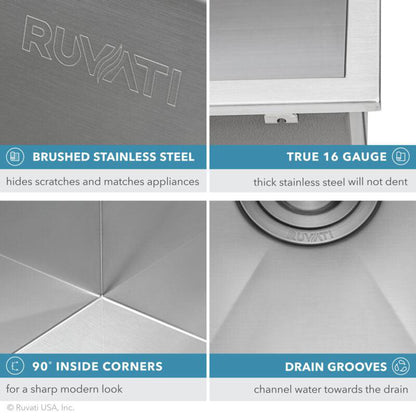 Ruvati Forma 25" x 22" Stainless Steel Deep Topmount Laundry Utility Sink