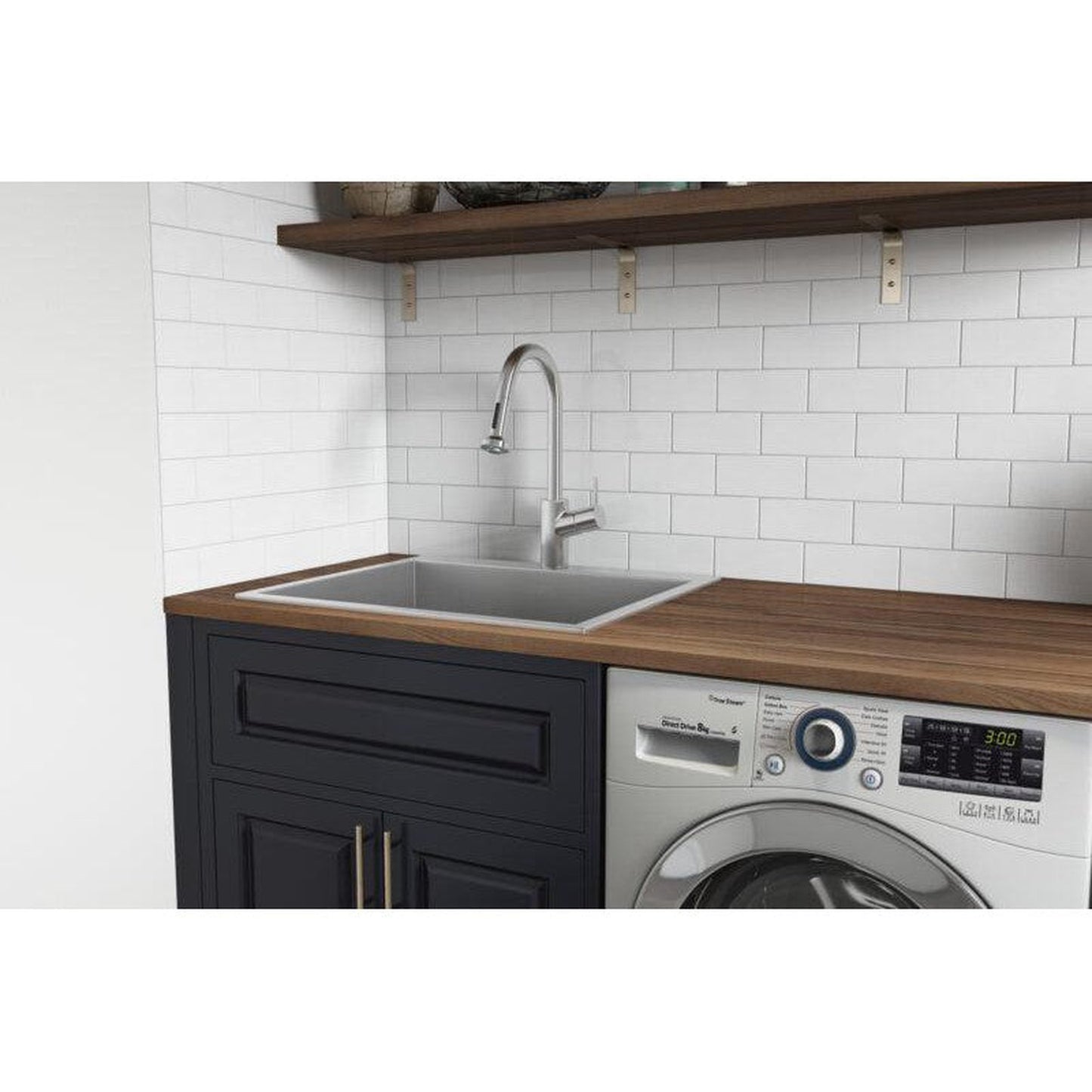 Ruvati Forma 25" x 22" Stainless Steel Rounded Corners Topmount Laundry Utility Sink