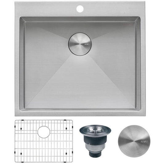 Ruvati Forma 25" x 22" Stainless Steel Rounded Corners Topmount Laundry Utility Sink