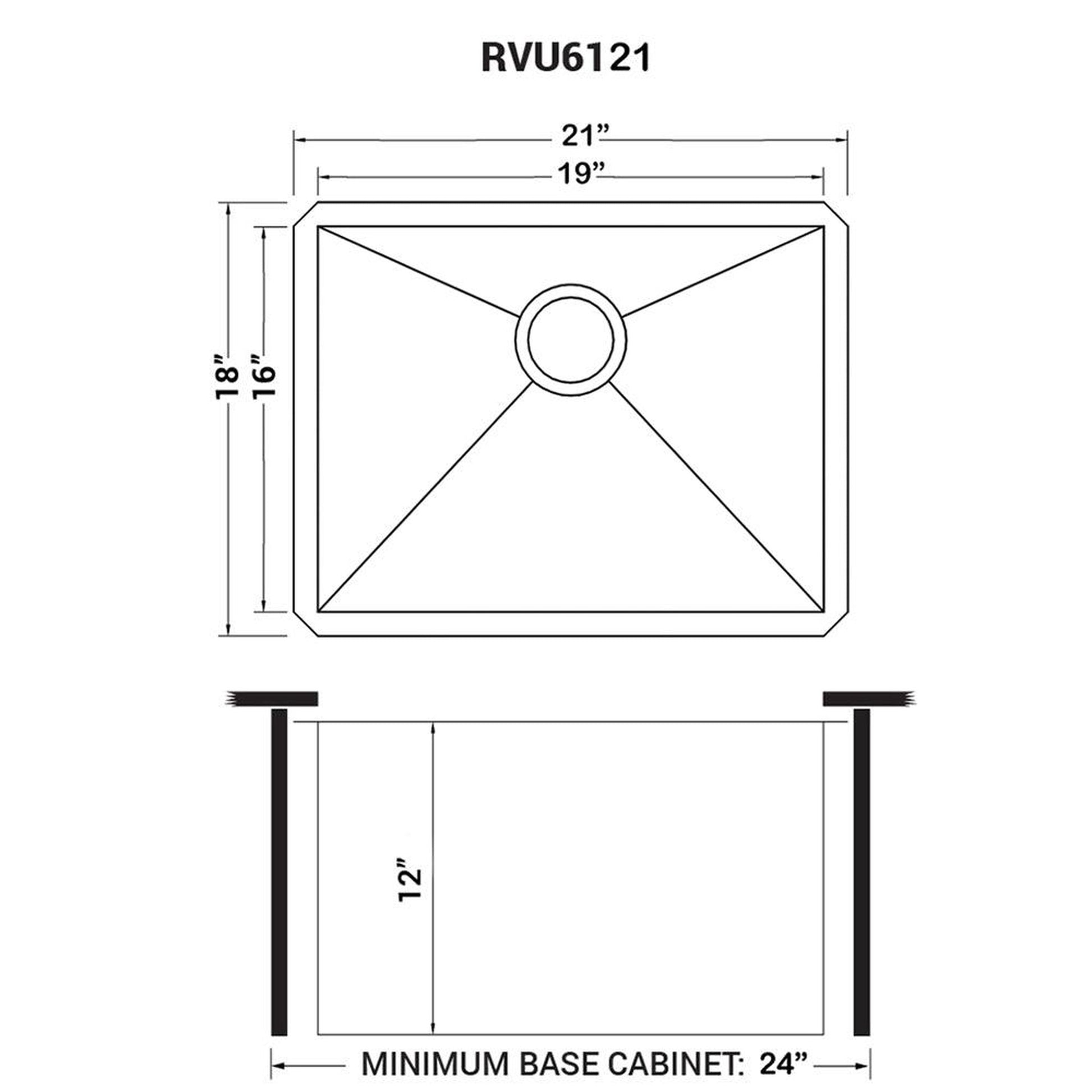 Ruvati Savona 21" x 18" Stainless Steel Undermount Deep Laundry Utility Sink