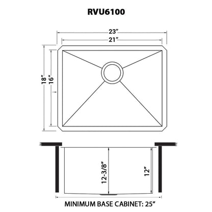 Ruvati Savona 23" x 18" Stainless Steel Undermount Deep Laundry Utility Sink