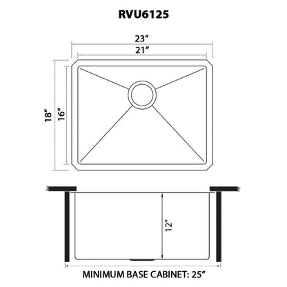 Ruvati Savona 23" x 18" Stainless Steel Undermount Rounded Corners Laundry Utility Sink