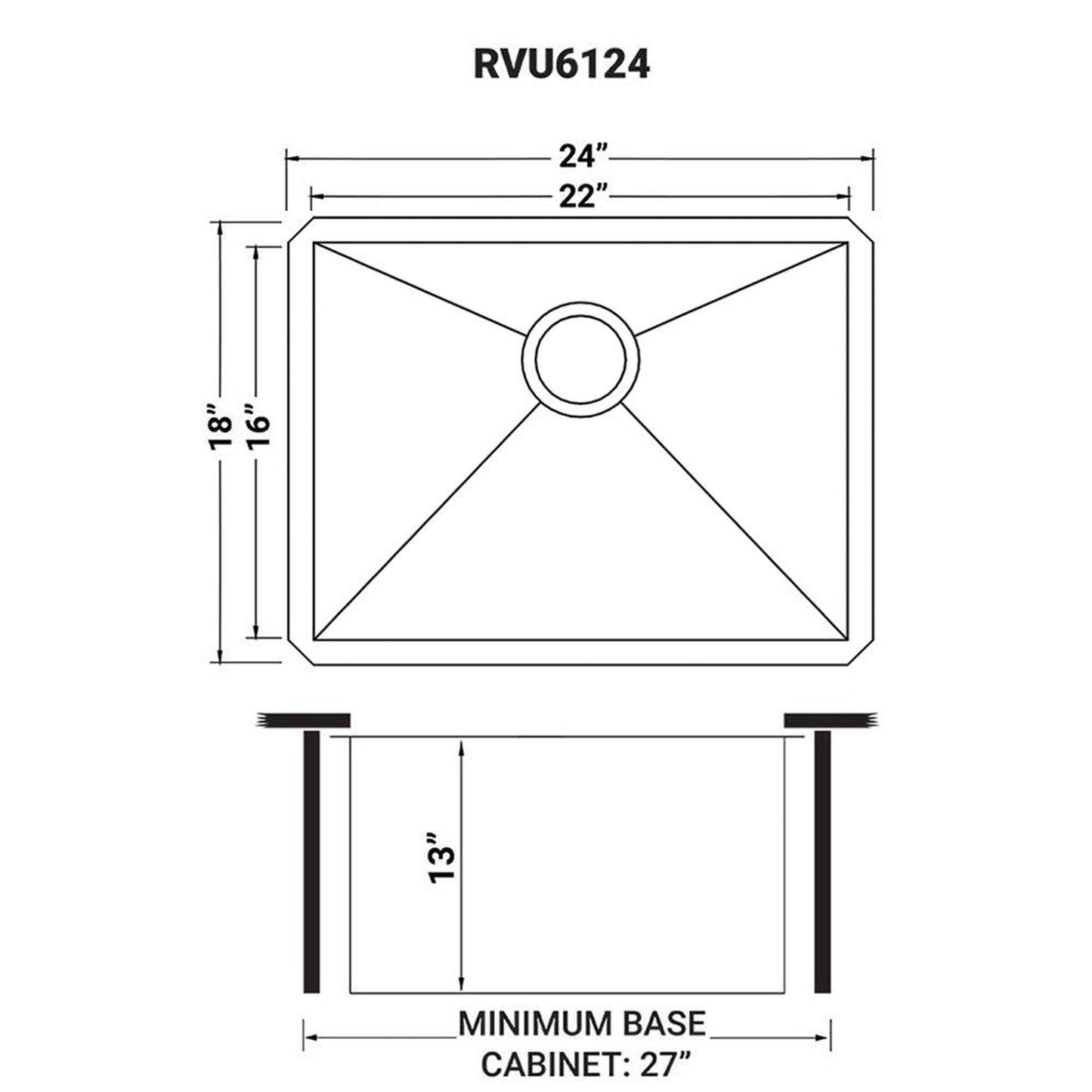 Ruvati Savona 24" x 18" Stainless Steel Undermount Deep Laundry Utility Sink