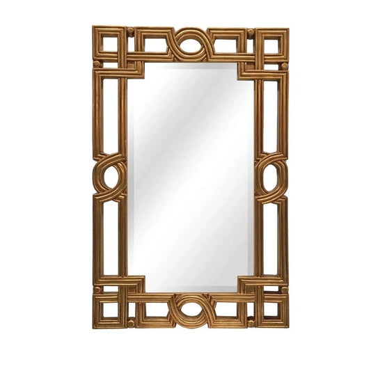 SBC Decor Artemis 28" x 43" Wall-Mounted Wood Frame Dresser Mirror In Antique Gold Finish