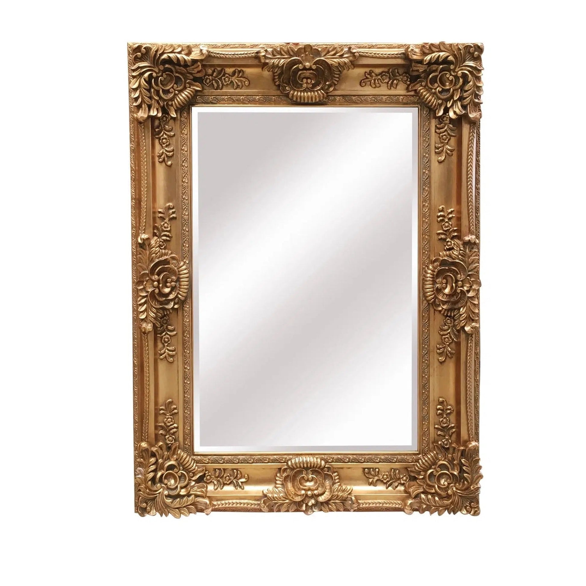 SBC Decor Mayfair Large 36" x 48" Wall-Mounted Full Length Wood Frame Dresser Large Wall Mirror In Antique Gold Finish SBC Decor Mayfair Large 36" x 48" Wall-Mounted Full Length Wood Frame Dresser Large Wall Mirror In Antique Gold Finish