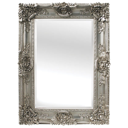 SBC Decor Mayfair Large 36" x 48" Wall-Mounted Full Length Wood Frame Dresser Wall Mirror In Antique Silver Finish