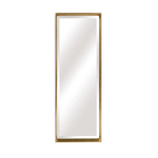 SBC Decor Mia Modern 13" x 48" Wall-Mounted Tray Frame Long Wall Mirror In Brushed Gold Finish