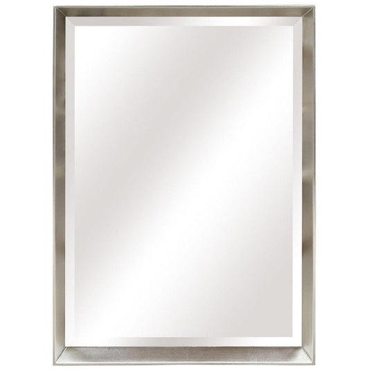 SBC Decor Mia Modern 21" x 31" Wall-Mounted Tray Frame Long Wall Mirror In Brushed Silver Finish