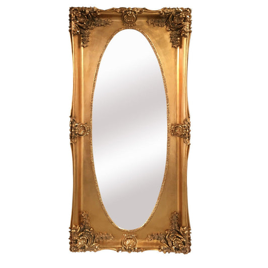 SBC Decor Park Avenue 36" x 80" Wall-Mounted Wood Frame Wall Mirror In Antique Gold Finish