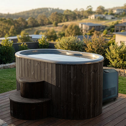 SaunaLife Model S2BC Immersion Tub and Combination Water Chiller/Heater Package for 2-Person - Black