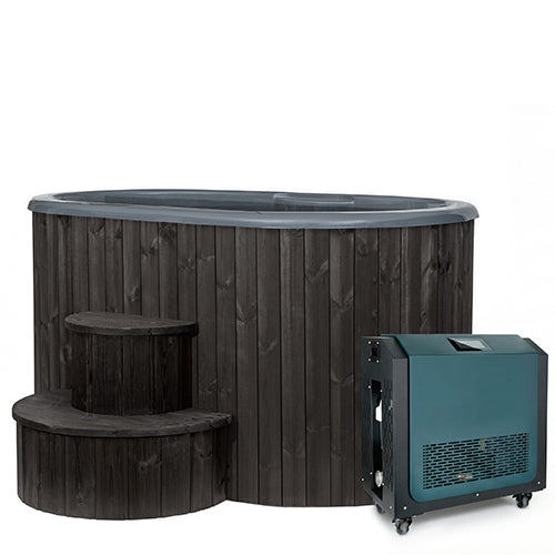 SaunaLife Model S2BC Immersion Tub and Combination Water Chiller/Heater Package for 2-Person - Black