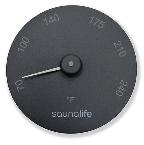 SaunaLife SaunaGear Round Fahrenheit Thermometer (Black)