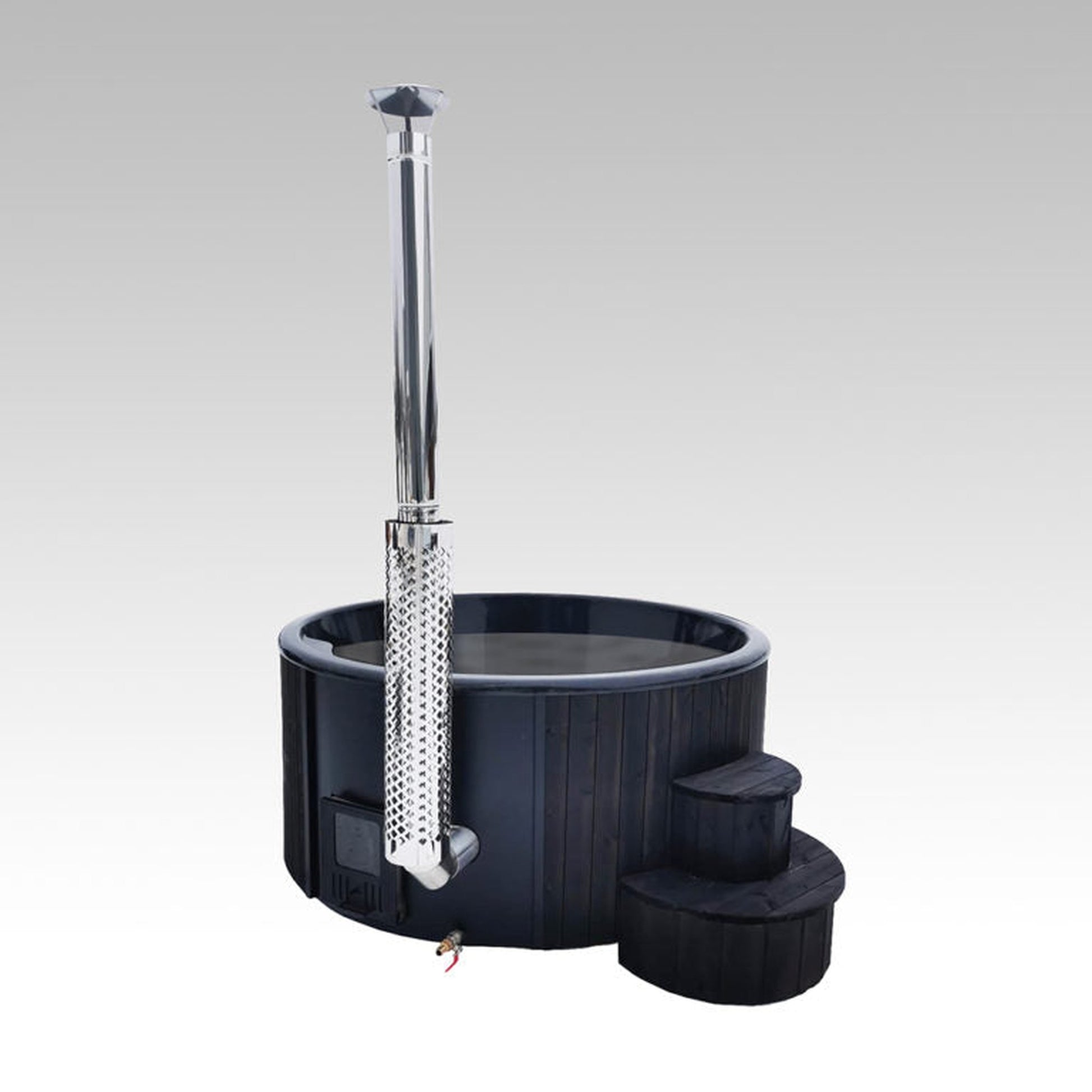 SaunaLife Soak-Series Home Model S4B Wood-Burning Hot Tub Black (Up to 6 Persons)