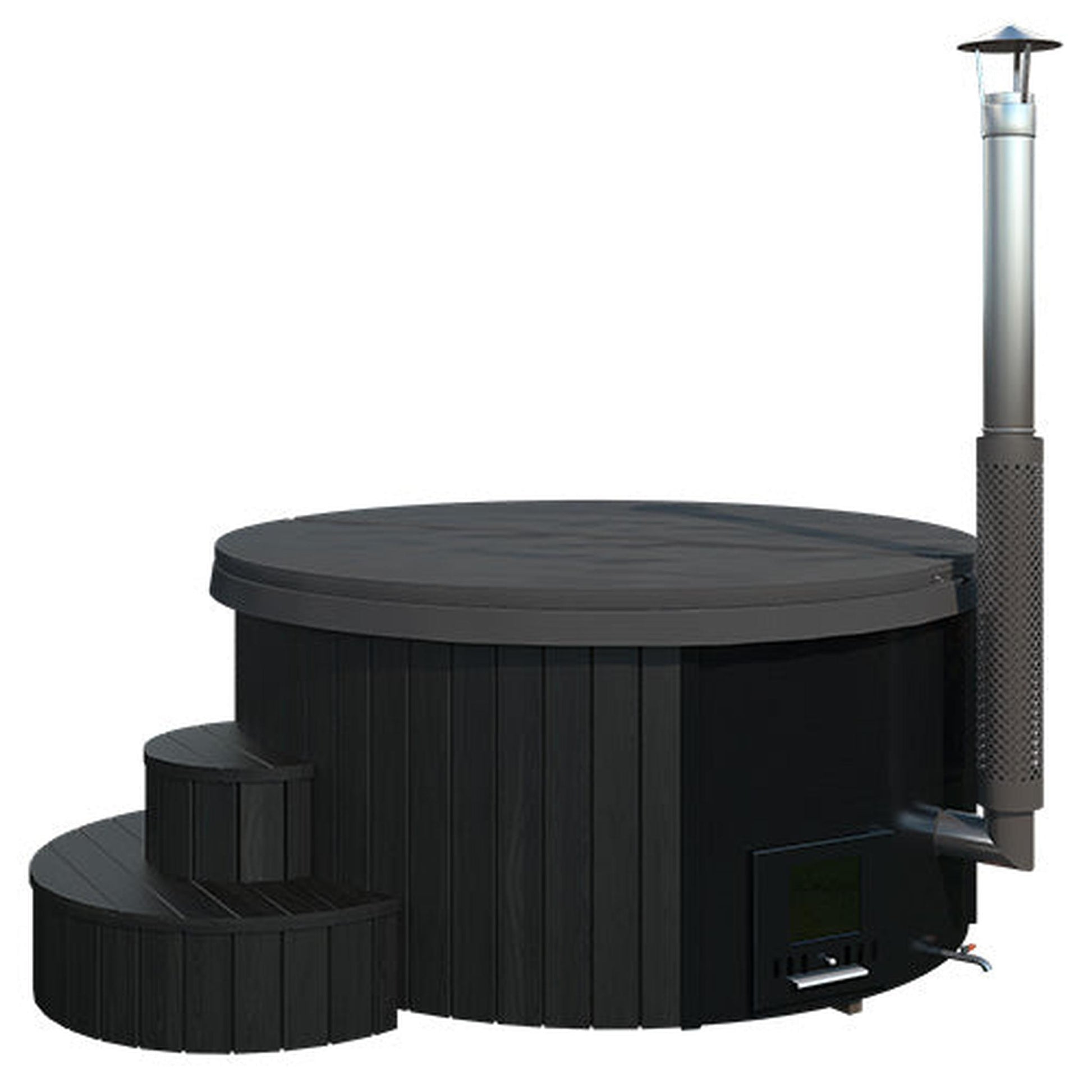 SaunaLife Soak-Series Home Model S4B Wood-Burning Hot Tub Black (Up to 6 Persons)