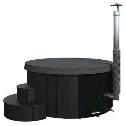 SaunaLife Soak-Series Home Model S4B Wood-Burning Hot Tub Black (Up to 6 Persons)