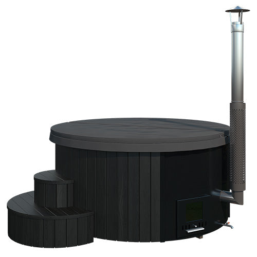 SaunaLife Soak-Series Home Model S4B Wood-Burning Hot Tub Black (Up to 6 Persons)
