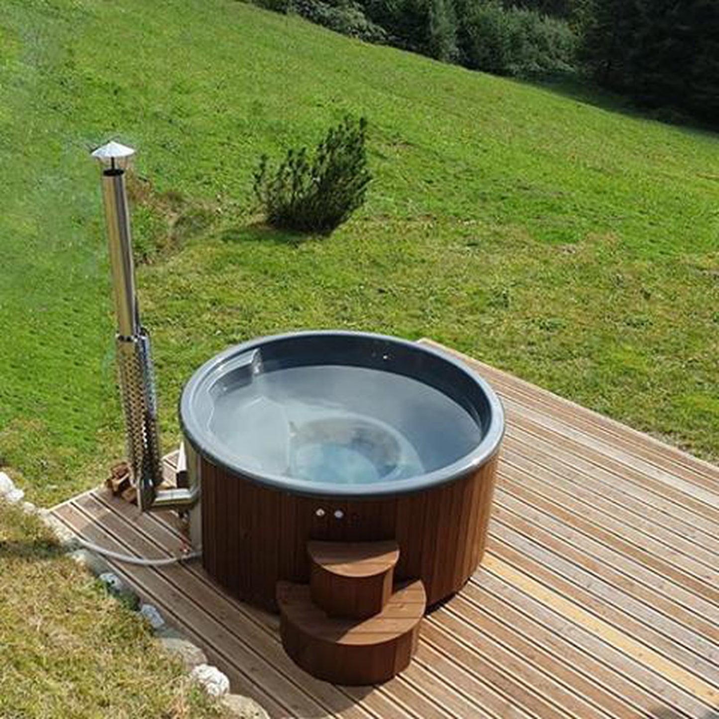 SaunaLife Soak-Series Home Model S4N Wood-Burning Hot Tub Natural (Up to 6 Persons)