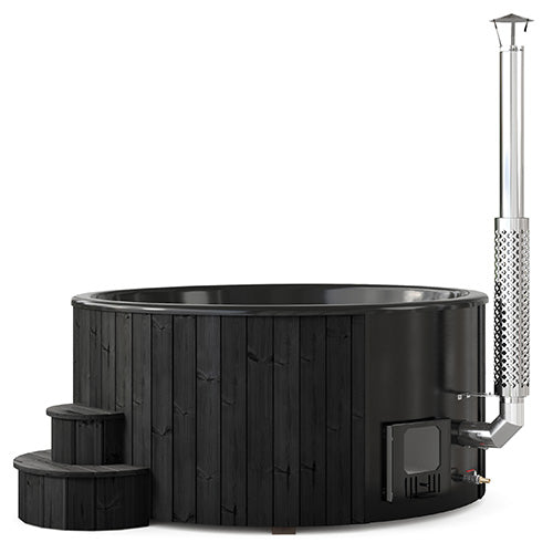 SaunaLife Soak-Series Home Model S6B Wood-Burning Hot Tub Black (Up to 7 Persons)