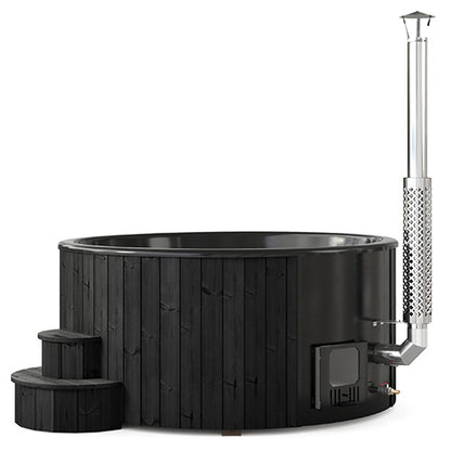 SaunaLife Soak-Series Home Model S6B Wood-Burning Hot Tub Black (Up to 7 Persons)