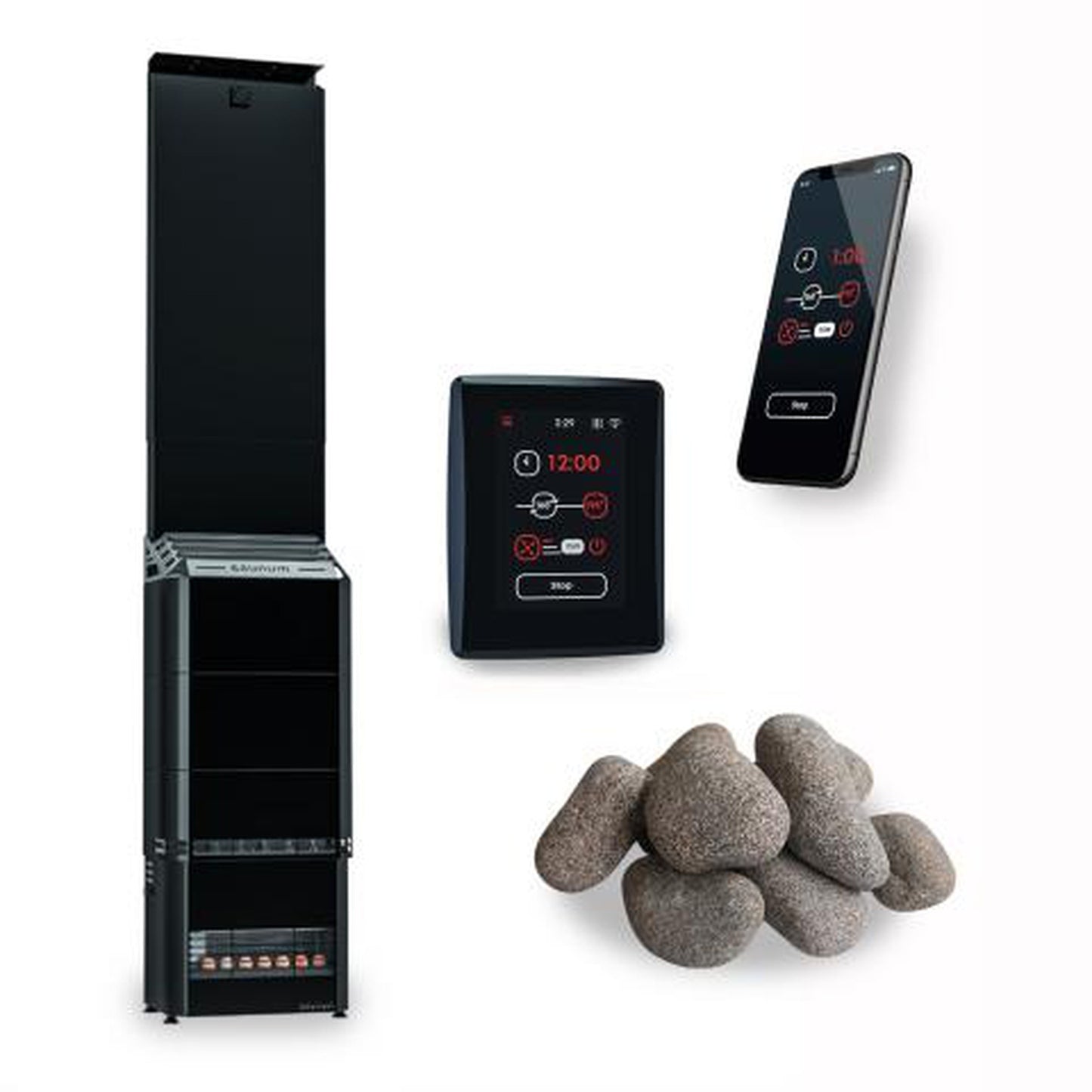 Saunum Air 7 Nordic Black WiFi Sauna Heater Package