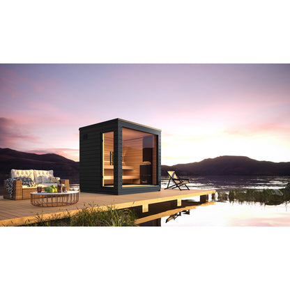 Saunum Air L 10 Nordic Black 10kW Sauna Heater With Climate Equalizer - Stainless Steel