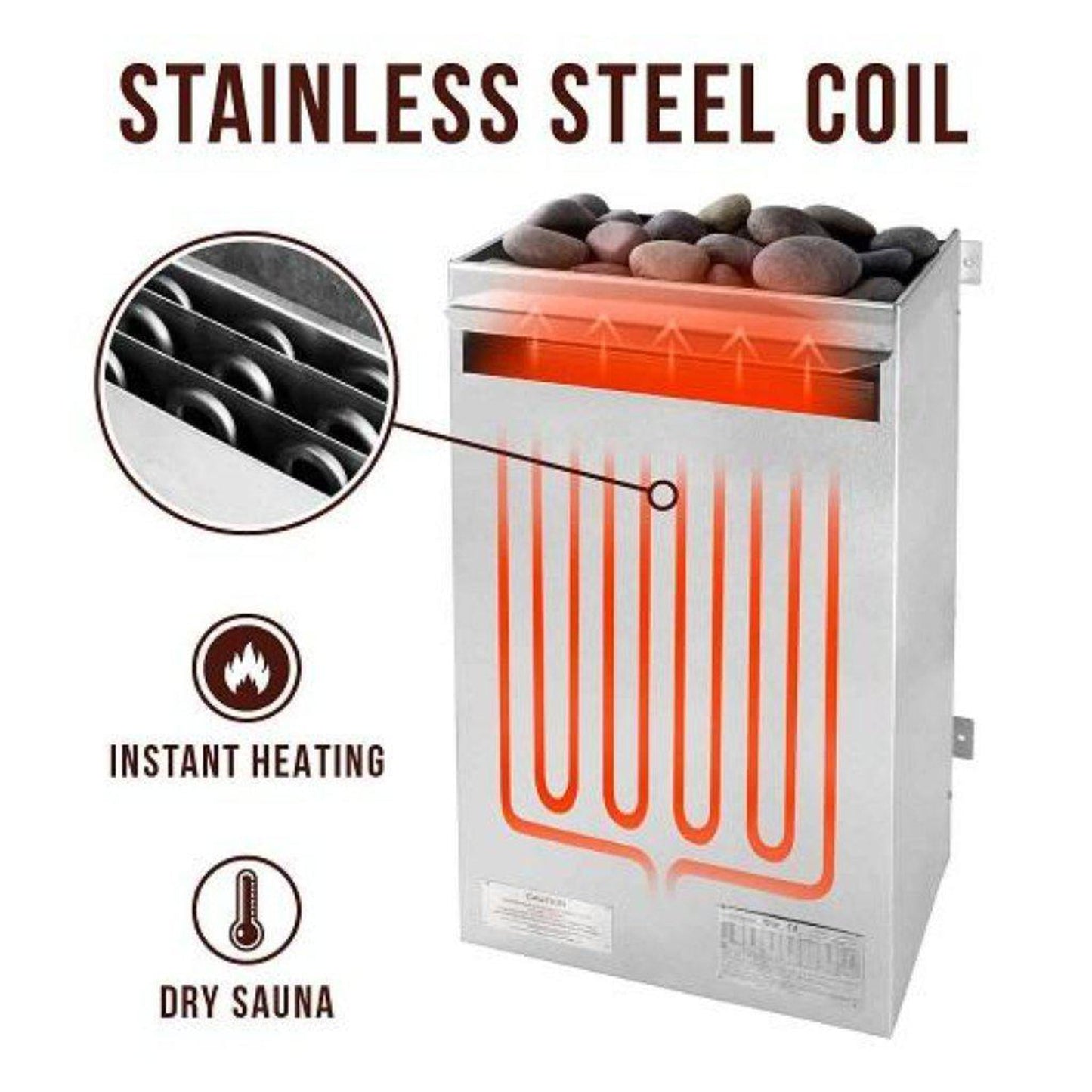 Scandia Manufacturing Electric Ultra 16" x 14" x 29" Wall Mounted Stainless Steel 6.0 kW 208V Medium Sauna Heater with Built-in Thermostat