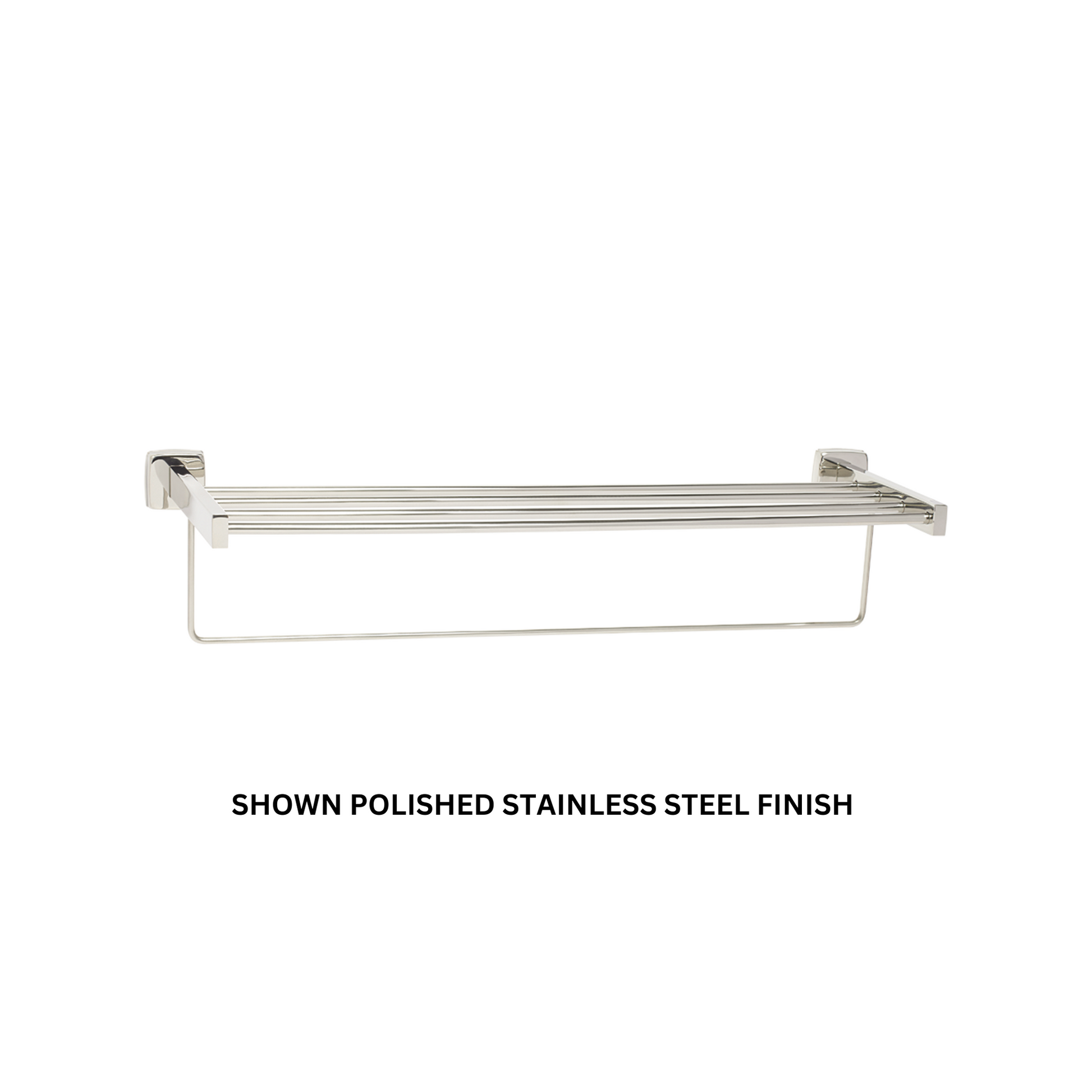 Seachrome 24" Satin Stainless Steel Towel Shelf With 4-Bar Top Rack