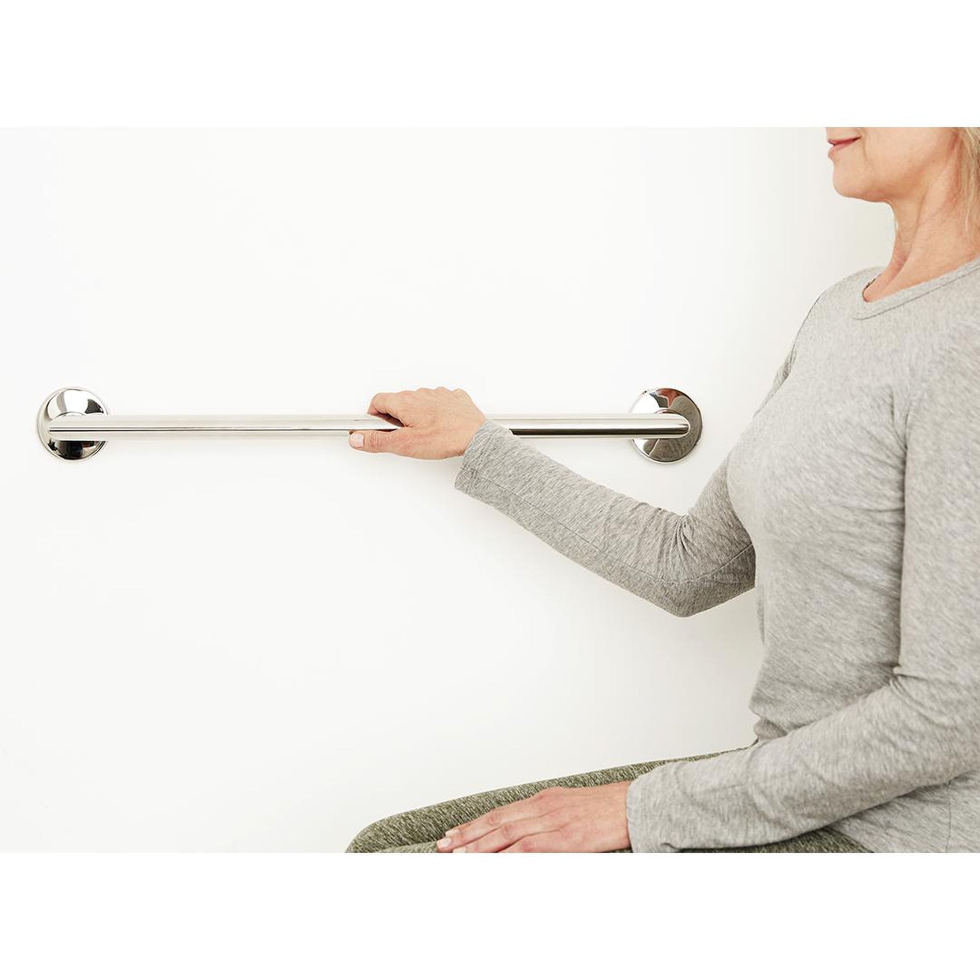 Seachrome Coronado 12" Satin Stainless Steel Wall Mount Bathroom Oval Shower Grab Bar With Mitered Corners, 1.5" Diameter, ADA Compliant