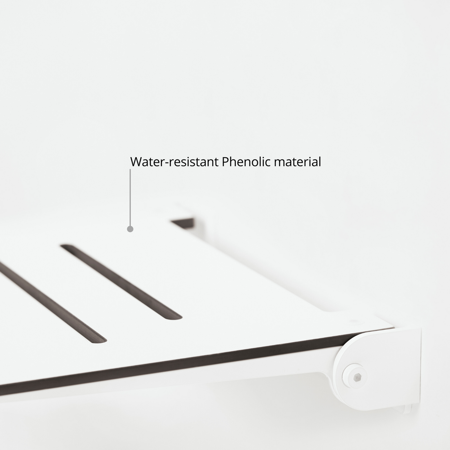 Seachrome Lifestyle & Wellness 19" Phenolic White Seat Top and White Frame Wall Mounted Silhouette Shower Seat