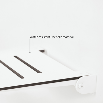 Seachrome Lifestyle & Wellness 19" Phenolic White Seat Top and White Frame Wall Mounted Silhouette Shower Seat