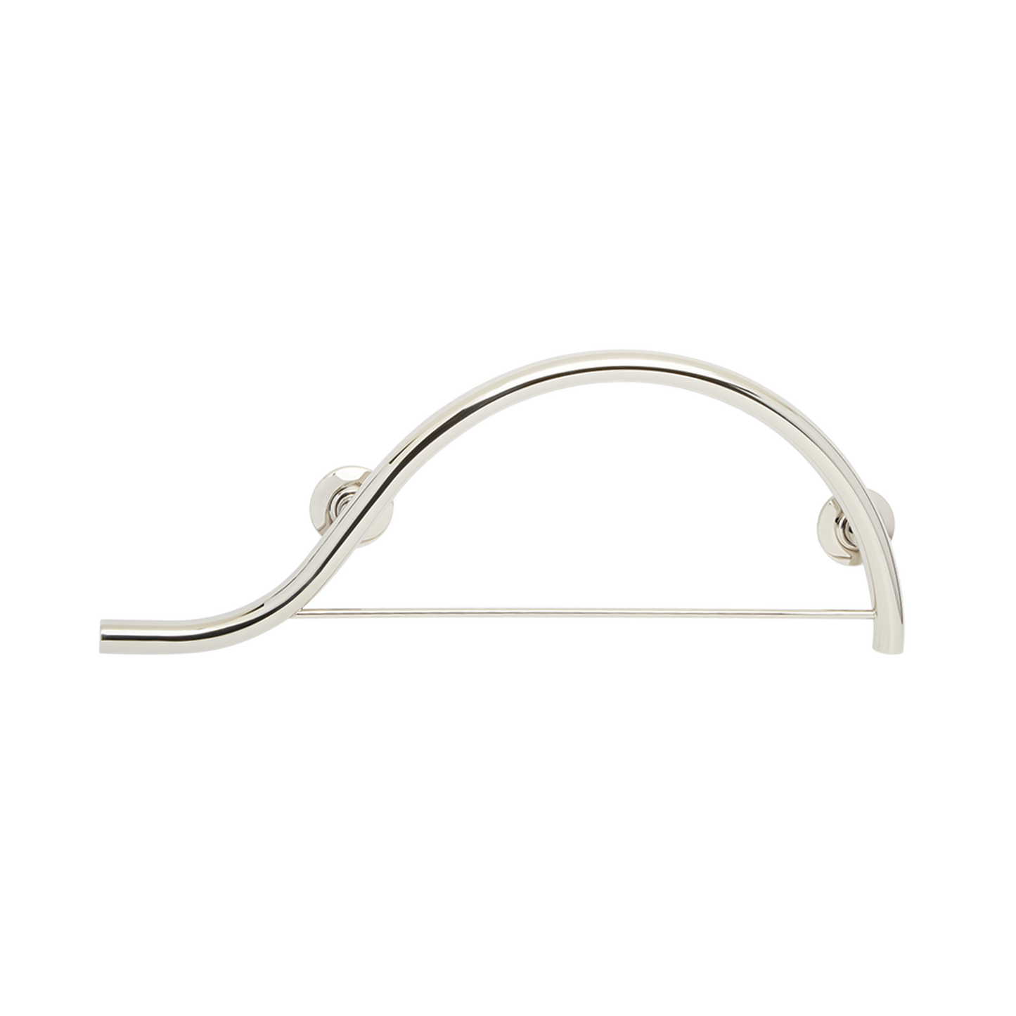 Seachrome Lifestyle & Wellness 30" Polished Stainless Steel 1.25 Diameter Concealed Flange Left-Handed Configuration Piano Curved Grab Bar With Towel Bar