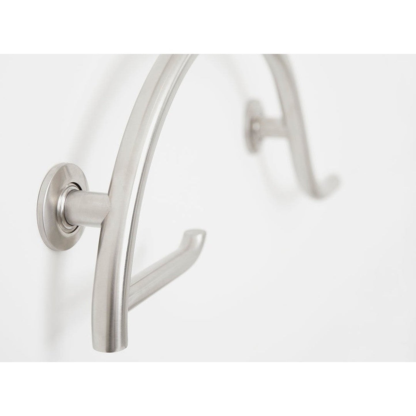 Seachrome Lifestyle & Wellness 30" Polished Stainless Steel 1.25 Diameter Concealed Flange Left-Handed Configuration Pismo Curved Grab Bar With Toilet Paper Holder