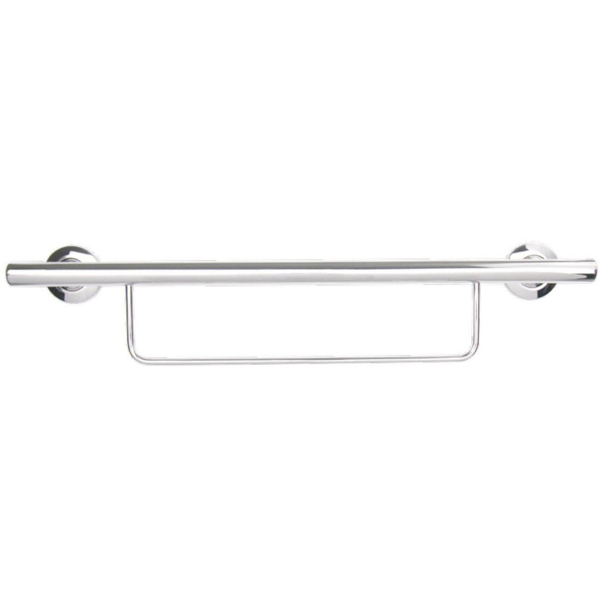 Seachrome Lifestyle & Wellness Series 30" Polished Stainless Steel 1.25 Diameter Concealed Flange Newport Grab Bar With Towel Bar