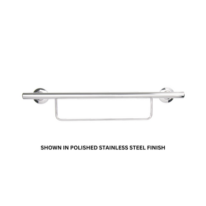 Seachrome Lifestyle & Wellness Series 30" Satin Nickel Powder Coat 1.25 Diameter Concealed Flange Newport Grab Bar With Towel Bar