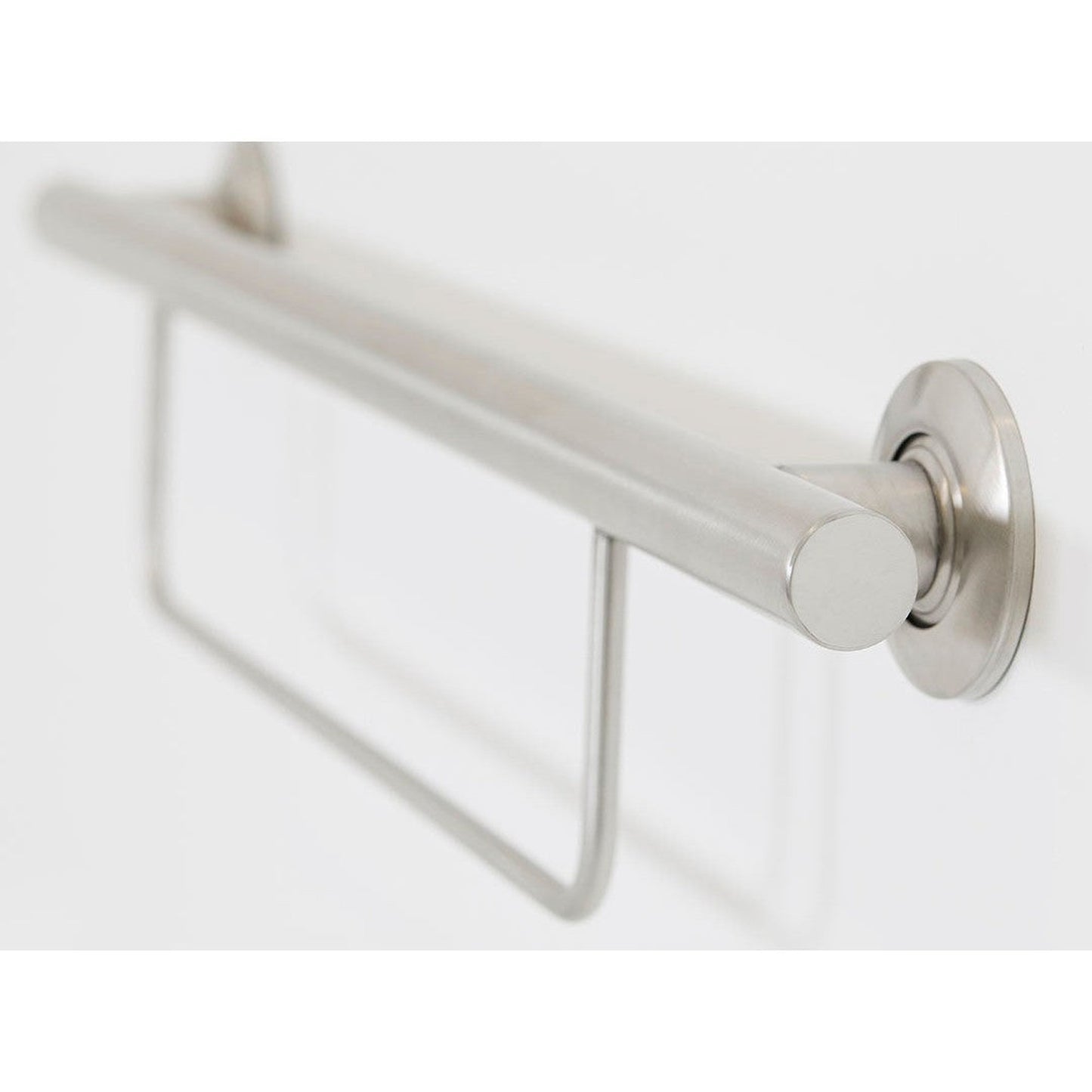 Seachrome Lifestyle & Wellness Series 30" Satin Stainless Steel 1.25 Diameter Concealed Flange Newport Grab Bar With Towel Bar