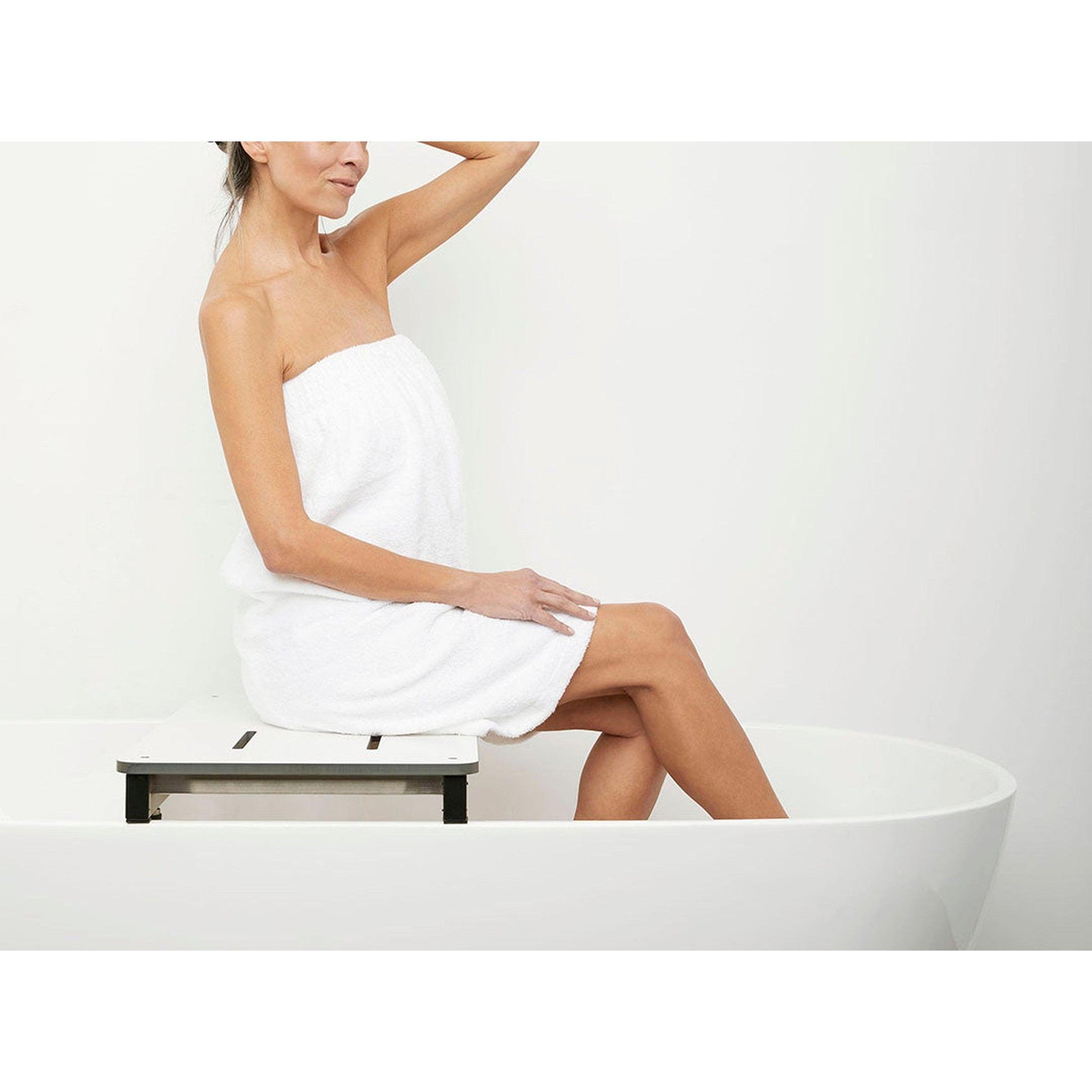 Seachrome Signature Lifestyle & Wellness Series Bridgeport 27" W x 16" D White One-Piece Solid Phenolic Seat Top Removable Tub Seat