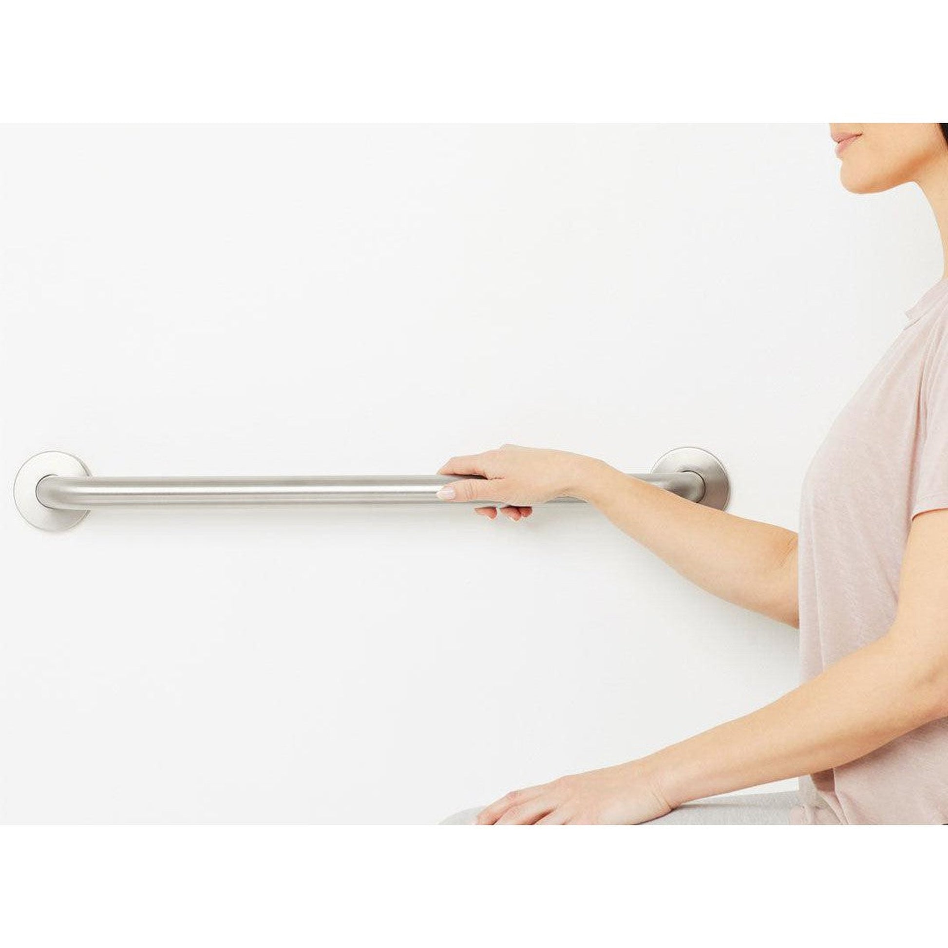 Seachrome Signature Series 12" Satin Stainless Steel 1.25" Bar Diameter Concealed Flange Straight Grab Bar