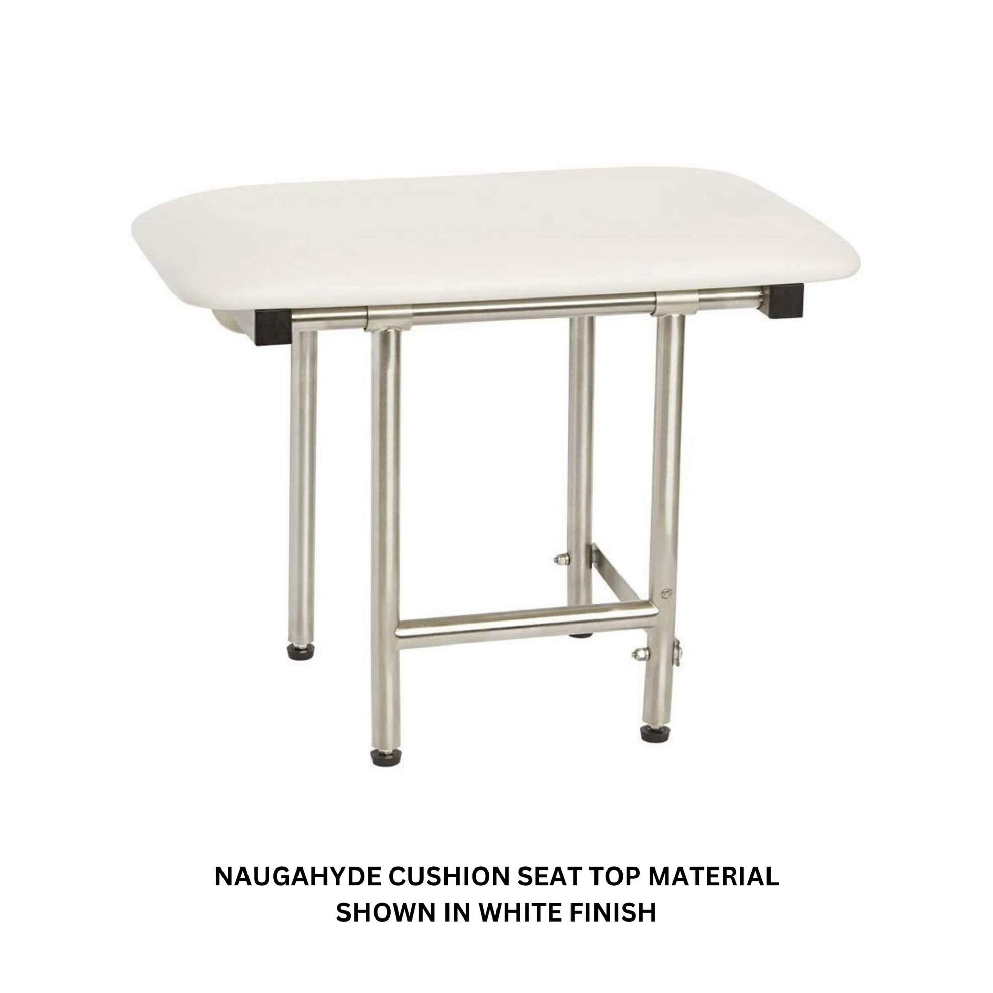 Seachrome Signature Series 18" W x 15" D Naugahyde Almond Cushion Seat Top Bench Shower Seat With Swing-Down Legs