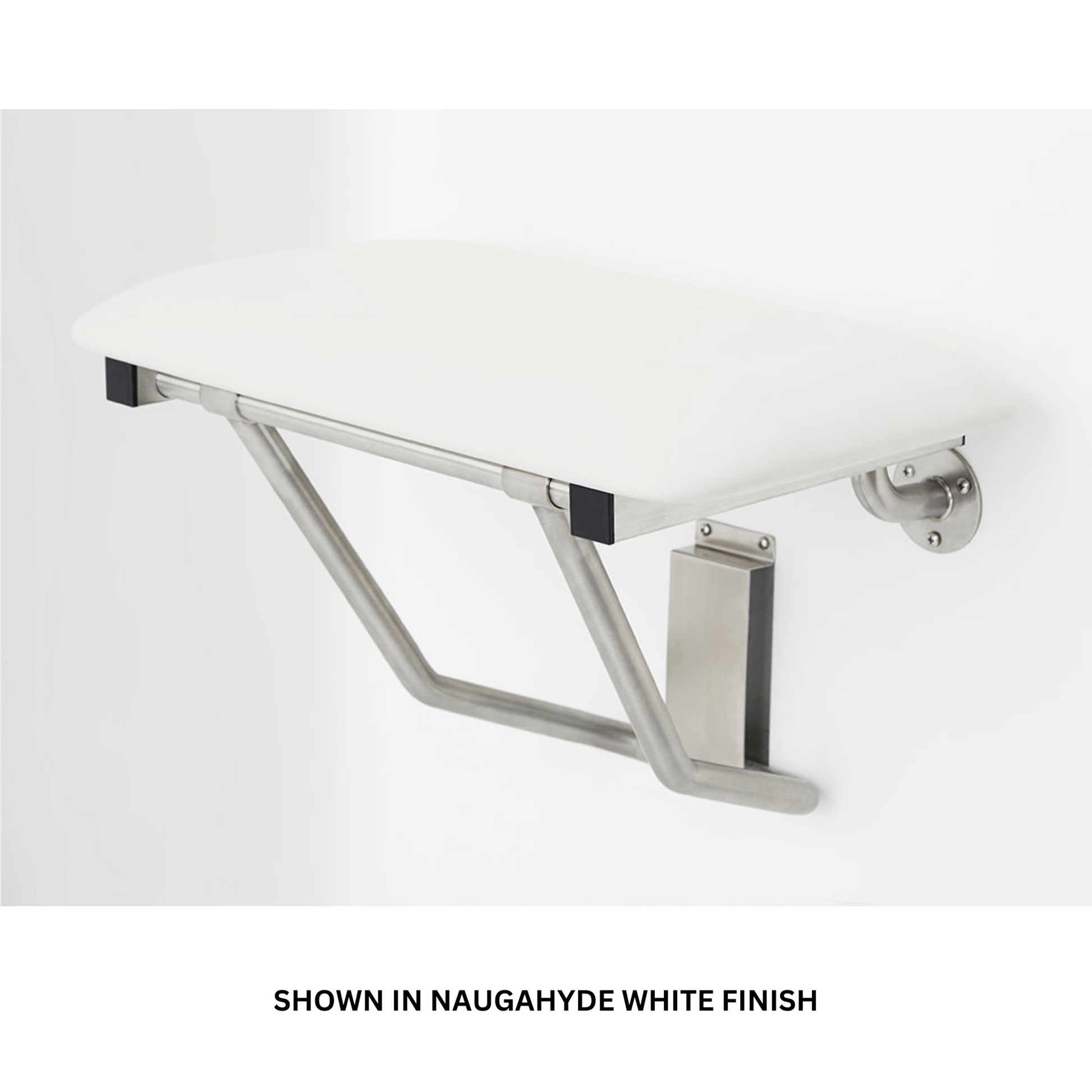 Seachrome Signature Series 18" W x 15" D Naugahyde Almond Cushion Seat Top Folding Wall Mount Bench Shower Seat