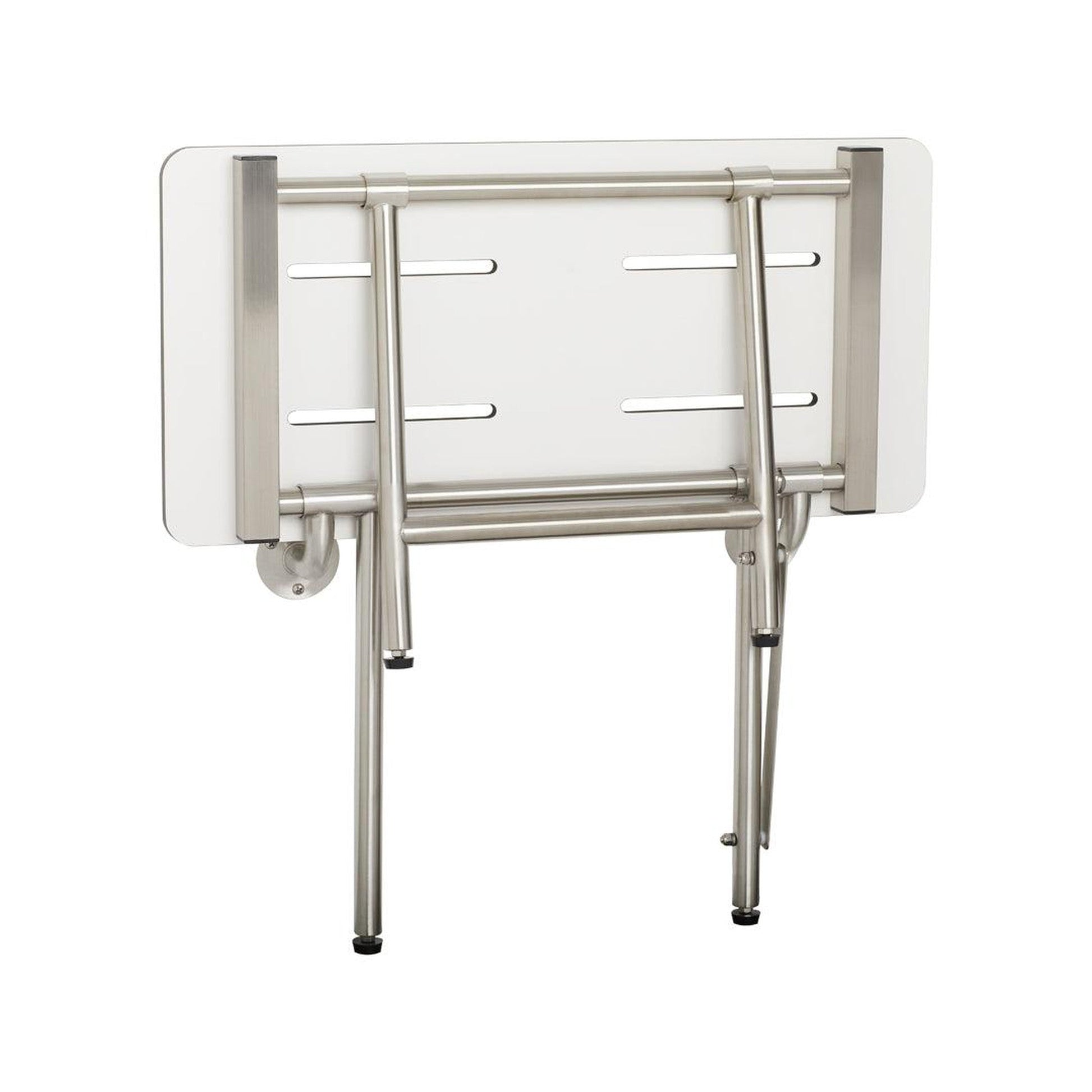 Seachrome Signature Series 18" W x 15" D White One-Piece Solid Phenolic Seat Top Bench Shower Seat With Swing-Down Legs