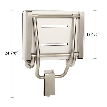 Seachrome Signature Series 18" W x 15" D White One-Piece Solid Phenolic Seat Top Folding Wall Mount Bench Shower Seat