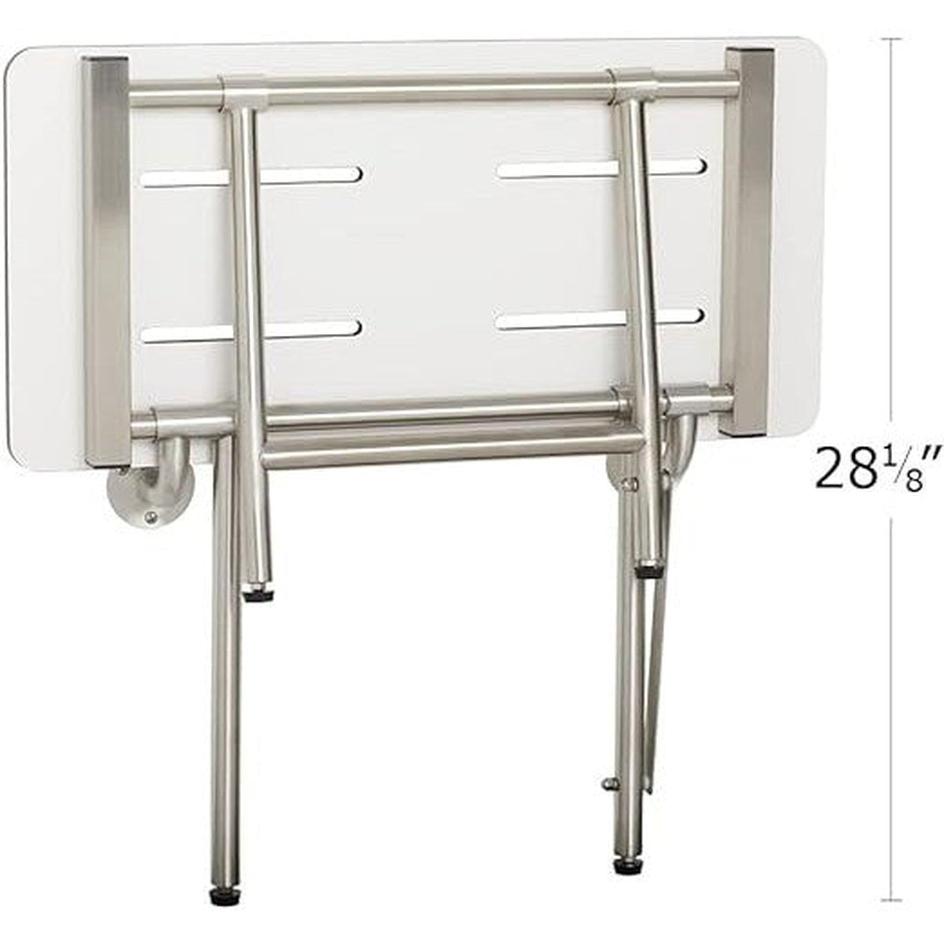 Seachrome Signature Series 24" W x 15" D White One-Piece Solid Phenolic Seat Top Bench Shower Seat With Swing-Down Legs