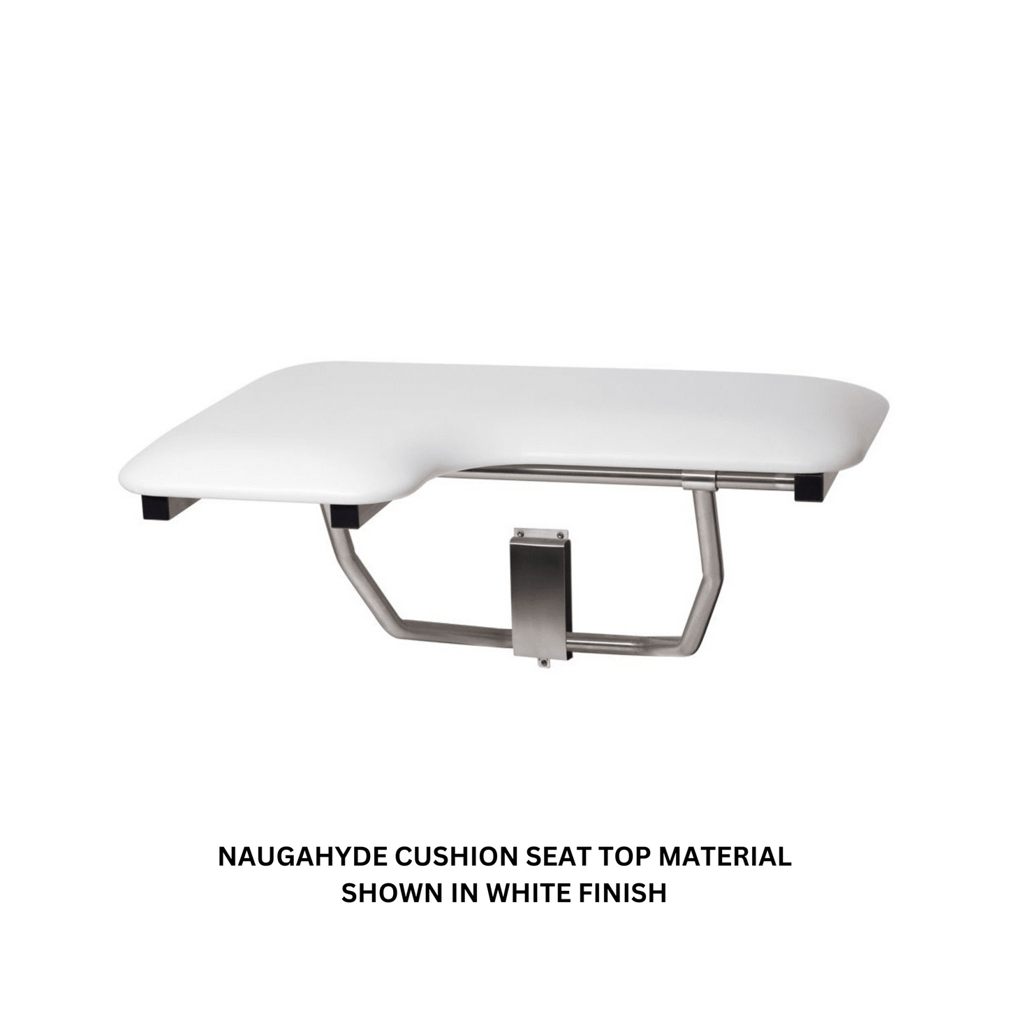 Seachrome Signature Series 26" W x 23" D Naugahyde Almond Cushion Right-Handed Configuration L-Shaped Transfer Shower Seat