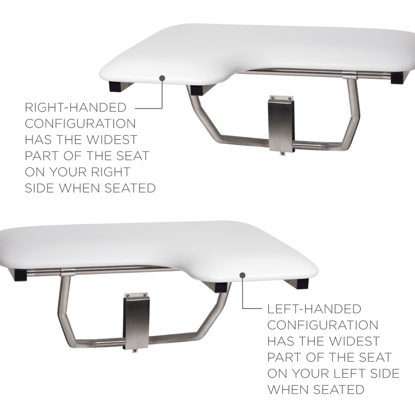 Seachrome Signature Series 26" W x 23" D Naugahyde White Cushion Left-Handed Configuration L-Shaped Transfer Shower Seat