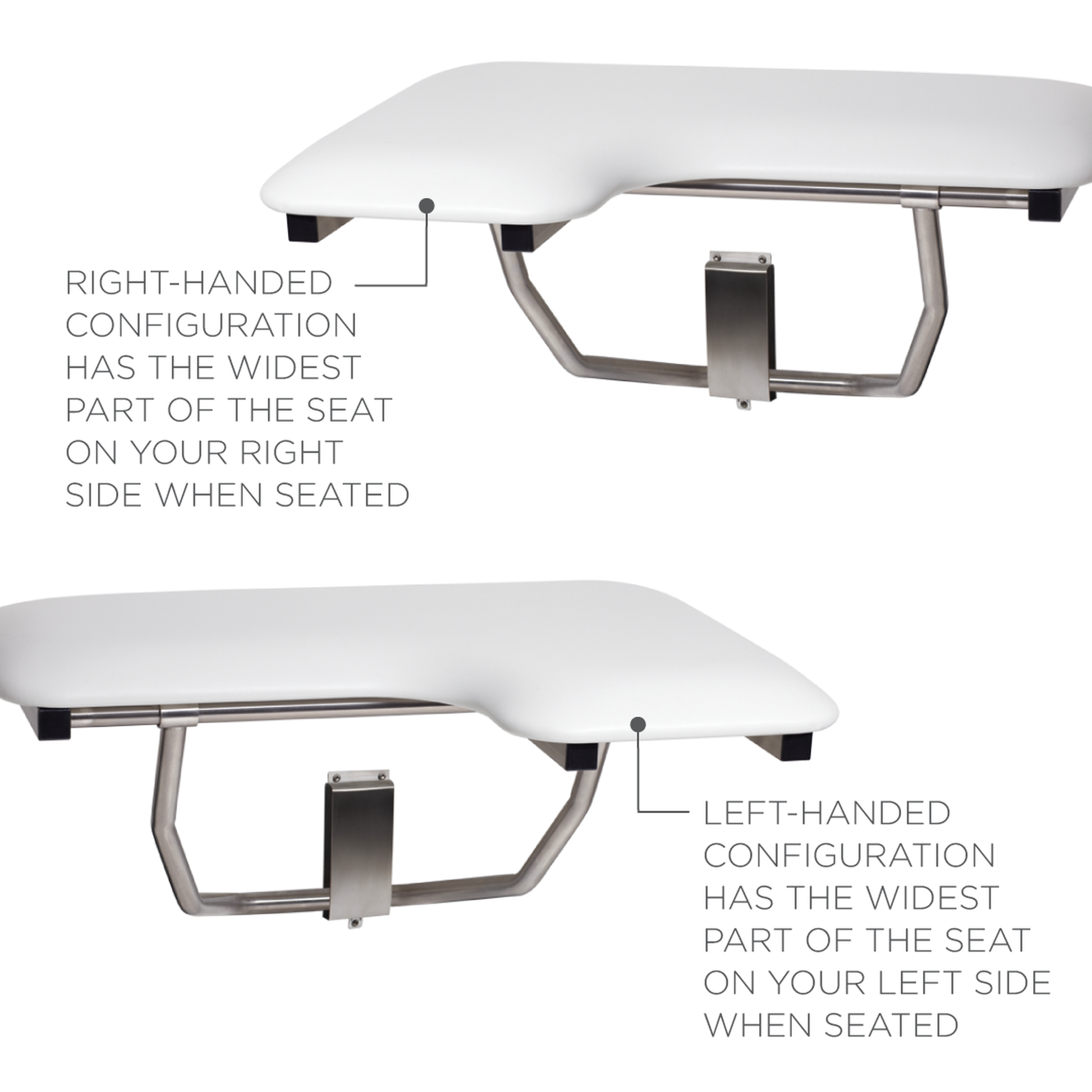 Seachrome Signature Series 26" W x 23" D Naugahyde White Cushion Left-Handed Configuration L-Shaped Transfer Shower Seat